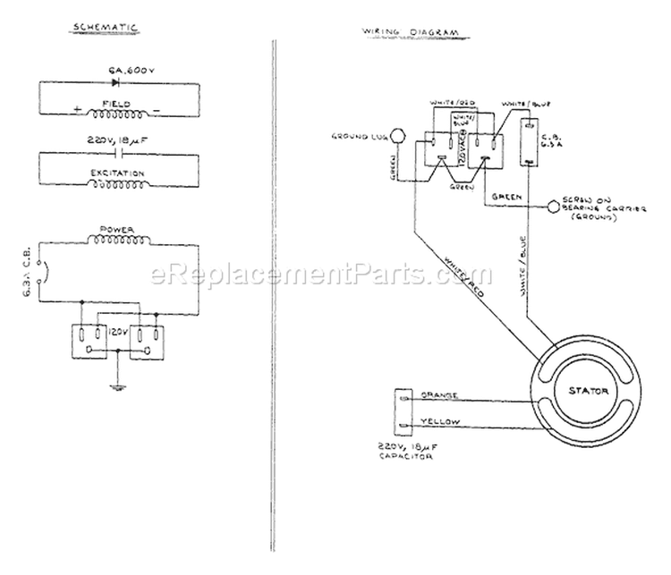 Page E Diagram and Parts List for 8838-0  Briggs and Stratton Generator